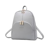 Nevenka Mochila Mujer, Mochila Portátil de Cuero PU Bolsa Mujer Casual para Escuela, Oficina, Viajes, Gimnasio, Campamento (Gris)