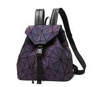 Nevenka Mochilas Escolares de Rombo Geométrico Luminoso Mochilas Mujer Casual con Cordón para Escuela Campamento Senderismo Viajes Gimnasio (luminoso 1)