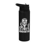 Never Better Skeleton, para mujeres | Messy Bun & Coffee Stainless Steel Insulated Water Bottle
