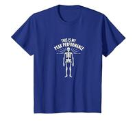 Never Better Skeleton Peak Performance Humor sarcástico Camiseta, Niños, Azul Real, 4 años