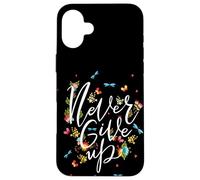 Never Ever Give Up tee Shirt, Cool Novelty Quotes Graphic Carcasa para iPhone 16 Plus