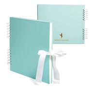 Never Ever Land - Álbum de fotos (30 x 25 cm, 80 páginas, 250 g, tapa dura con un nudo para cerrar, perfecto para nacimiento, bebés, bodas y álbumes de familia, color azul
