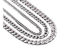 Never Fade - Collar de cadena cubana de acero inoxidable de 3,5 mm - 7 mm - Collar para hombre con cadena de malla práctica y atractiva