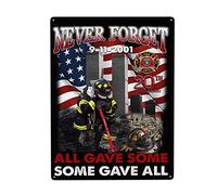 Never Forget 9-11-2001 20th Anniversary All Gave Some - Letrero de metal de estaño para decoración de pared, decoración divertida para el hogar, cocina, bar, habitación, garaje, placa de póster
