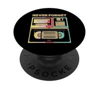Never Forget Retro Vintage Cool 80s 90s Funny Geek Nerd PopSockets PopGrip Adhesivo