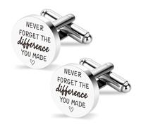 Never Forget The Difference You Make - Gemelos de acero inoxidable para hombres, gemelos de acero inoxidable, médico, jefe, empleado, enfermera, profesor, agradecimiento, regalo de despedida