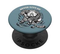 Never Give Up Eisshockey Eisbär Puck Hockey schläger Cool LOL PopSockets PopGrip Adhesivo