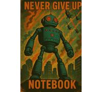 Never Give Up Robot Notebook - Retro Sci-Fi Cityscape Journal | 6x9 Lined Notebook: Vintage Robot Sketchbook | 100 Lined Pages | Cool Gift for Sci-Fi Fans, Gamers & Creators