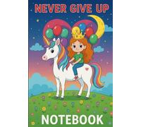 Never Give Up Unicorn Princess Notebook - Rainbow Sky Journal for Girls | 6x9 Lined Notebook: Magical Unicorn Notebook for Kids | 100 Lined Pages | Cute Gift for Girls, Dreamers & Fantasy Lovers