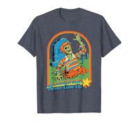 Never Give Up Zombie Sarcastic Retro Funny Adult Humor Camiseta, Hombre, Azul Jaspeado, 5XL