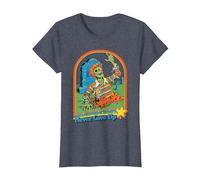 Never Give Up Zombie Sarcastic Retro Funny Adult Humor Camiseta, Mujer, Azul Jaspeado, M