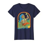 Never Give Up Zombie Sarcastic Retro Funny Adult Humor Camiseta, Mujer, Azul Marino, XL
