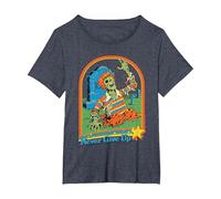 Never Give Up Zombie Sarcastic Retro Funny Adult Humor Camiseta, Mujer Tallas Grandes, Azul Jaspeado, 3XL Grande