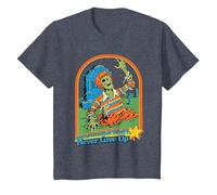 Never Give Up Zombie Sarcastic Retro Funny Adult Humor Camiseta, Niños, Azul Jaspeado, 12 años