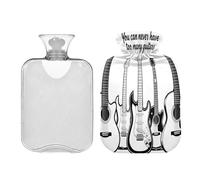 Never Have Too Many Guitars - Bolsa de agua caliente negra con cubierta suave de 2 litros para cama para calentar manos y pies, dolor muscular, compresas calientes para el vientre