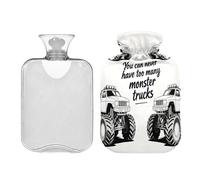 Never Have Too Many Monsters - Botella de agua caliente negra con cubierta suave de 2 L, bolsa de agua para calentar los pies y los calambres menstruales, bolsa de caliente para dolores musculares