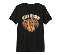 Never Ketchup Salchicha a la Parrilla Humorístico Perro Caliente de Chicago Camiseta Premium