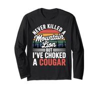 Never Killed A Mountain Lion Choked A Cougar Humor Manga Larga