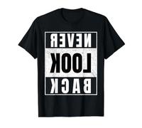 Never Look Back Flipped Camiseta gráfica económica, Hombre, Negro, L