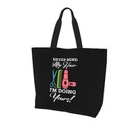 Never Mind My Hair I'M Doing Yours Bolso de lona ligero para mujer, bolsa de compras reutilizable, color negro