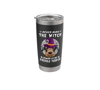 Never Mind The Witch Beware Of Airedale Terrier Halloween Vaso térmico de acero inoxidable de doble pared