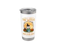 Never Mind The Witch Beware Of Akita Inu Dog Halloween Vaso térmico de acero inoxidable de doble pared