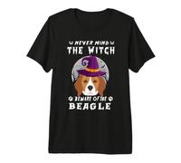 Never Mind The Witch Beware of Beagle Dog Halloween Camiseta Premium