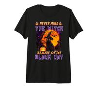 Never Mind The Witch Beware of Black Cat Halloween Camiseta Premium