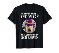 Never Mind The Witch Beware of Briard Dog Halloween Camiseta gráfica económica, Hombre, Negro, XL