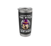Never Mind The Witch Beware Of Briard Dog Halloween Vaso térmico de acero inoxidable de doble pared