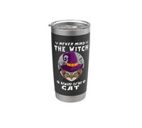 Never Mind The Witch Beware Of Cat Kitty Halloween Vaso térmico de acero inoxidable de doble pared