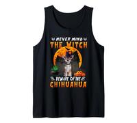Never Mind The Witch Beware of Chihuahua Dog Halloween Camiseta sin Mangas