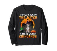 Never Mind The Witch Beware of Chihuahua Dog Halloween Manga Larga