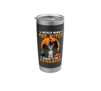 Never Mind The Witch Beware Of Chihuahua Dog Halloween Vaso térmico de acero inoxidable de doble pared