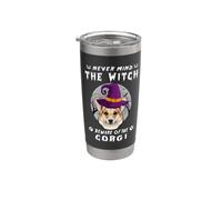 Never Mind The Witch Beware Of Corgi Dog Halloween Vaso térmico de acero inoxidable de doble pared
