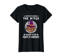 Never Mind The Witch Beware of Dogue de Bordeaux Halloween Camiseta gráfica económica, Mujer, Negro, XS