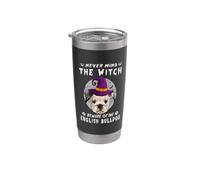 Never Mind The Witch Beware Of English Bulldog Dog Halloween Vaso térmico de acero inoxidable de doble pared