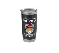 Never Mind The Witch Beware Of Fox Terrier Dog Halloween Vaso térmico de acero inoxidable de doble pared