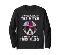 Never Mind The Witch Beware of French Bulldog Dog Halloween Manga Larga
