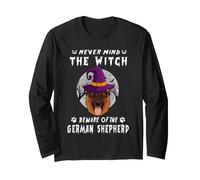 Never Mind The Witch Beware of German Shepherd Dog Halloween Manga Larga