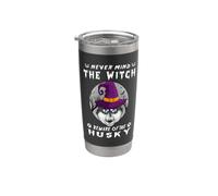 Never Mind The Witch Beware Of Husky Dog Halloween Vaso térmico de acero inoxidable de doble pared