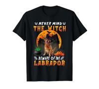 Never Mind The Witch Beware of Labrador Halloween Camiseta gráfica económica, Hombre, Negro, S