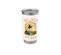 Never Mind The Witch Beware Of Pit Bull Dog Halloween Vaso térmico de acero inoxidable de doble pared