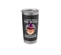 Never Mind The Witch Beware Of Pomeranian Dog Halloween Vaso térmico de acero inoxidable de doble pared