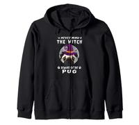 Never Mind The Witch Beware of Pug Dog Halloween Sudadera con Capucha