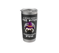 Never Mind The Witch Beware Of Pug Dog Halloween Vaso térmico de acero inoxidable de doble pared