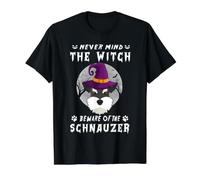 Never Mind The Witch Beware of Schnauzer Dog Halloween Camiseta gráfica económica, Hombre, Negro, S