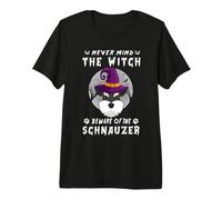 Never Mind The Witch Beware of Schnauzer Dog Halloween Camiseta Premium