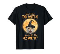 Never Mind The Witch Beware of The Cat Halloween Costume Camiseta gráfica económica, Hombre, Negro, S