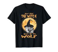 Never Mind The Witch Beware of The Wolf Halloween Camiseta gráfica económica, Hombre, Negro, S